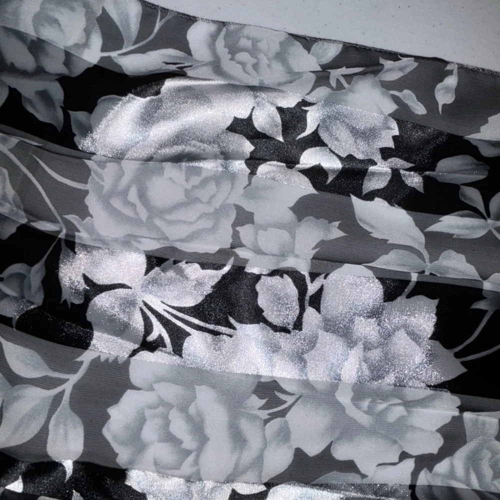 Elegant Black and White Floral Scarf